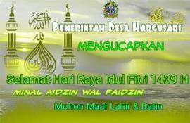 Selamat merayakan Hari Raya Idul Fitri 1439 H minal aidzin wal faidzin mohon maaf lahir & batin