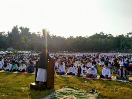 Salat idul fitri di gelar serentak di beberapa tempat di Kalurahan Hargosari 