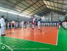 Pengukuhan Paskibraka Kapanewon Tanjungsari di GOR HSC Kalurahan Hargosari